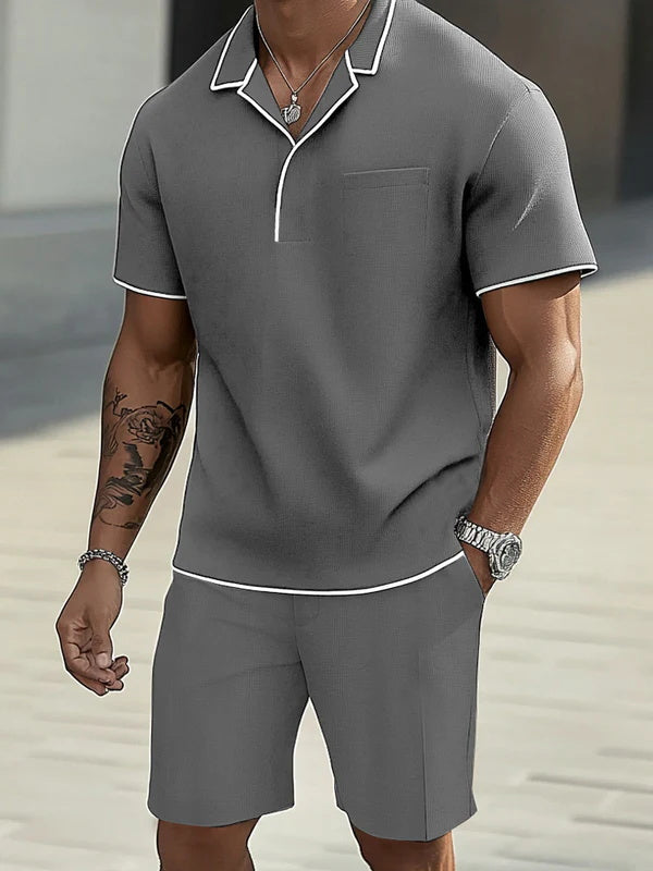 Ensemble polo tendance à bordure contrastée 