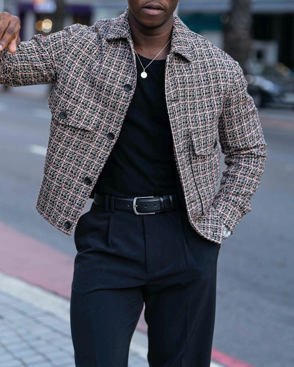 Veste décontractée à imprimé géométrique pour homme