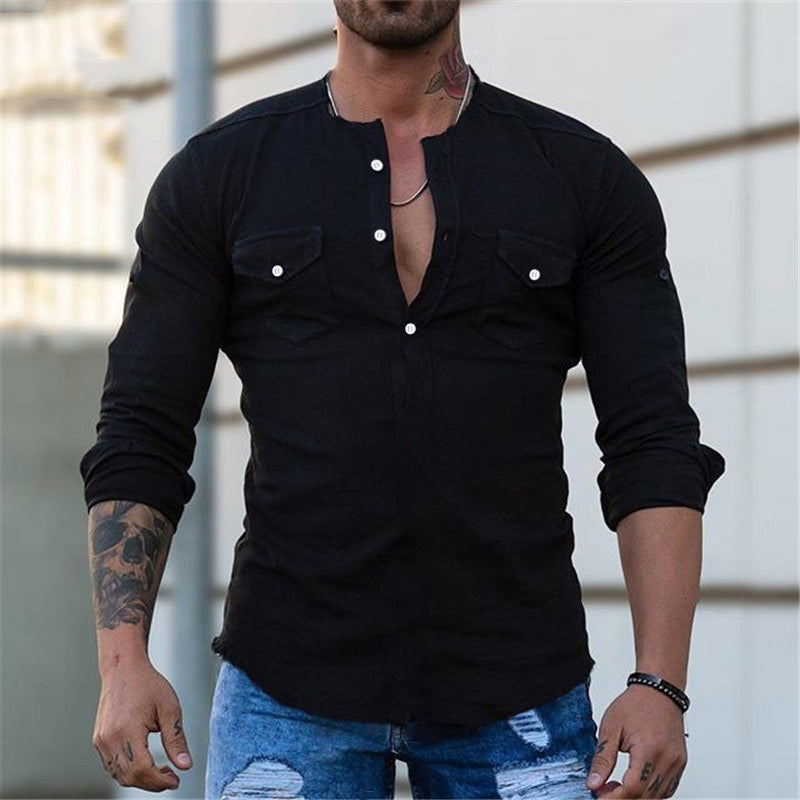 Men's fashionable and casual long-sleeved shirt