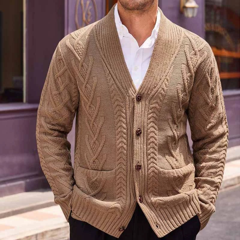 Pull boutonné décontracté et tendance pour homme, couleur unie