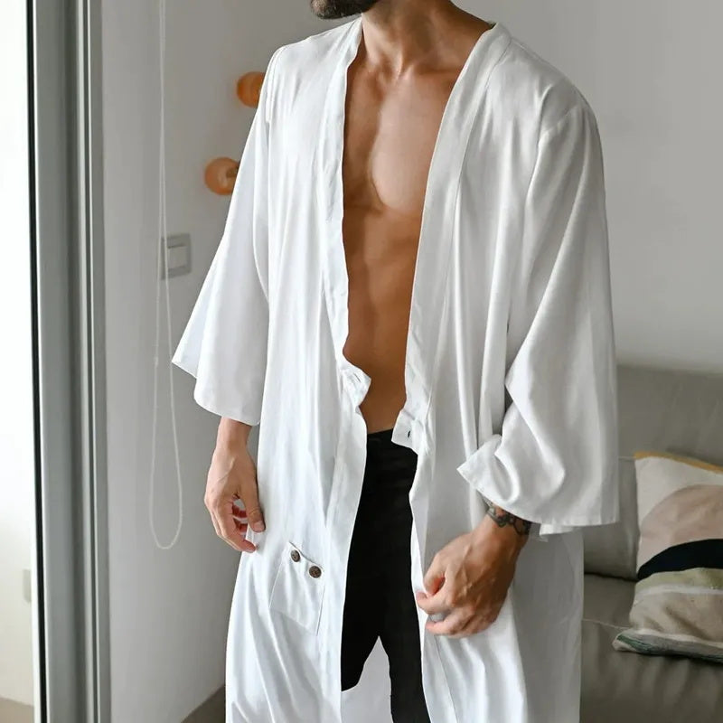 Men's solid-color trendy button spring and summer shirts
