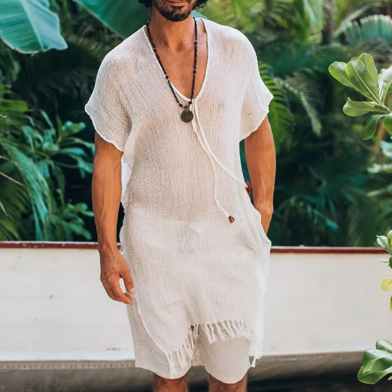 Herren-Smock-Top im Strandstil