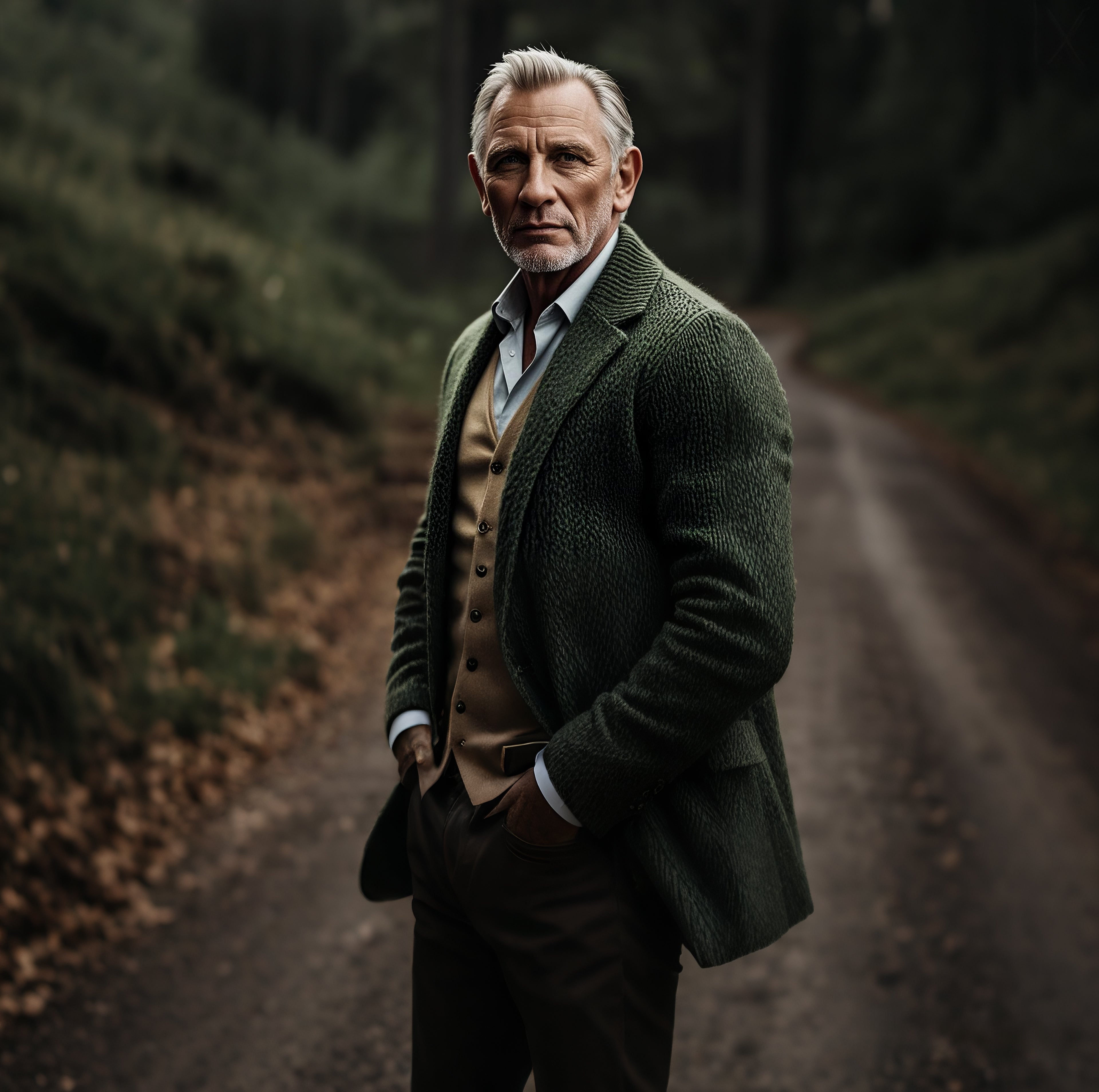 Men's fashionable casual dark green jacket