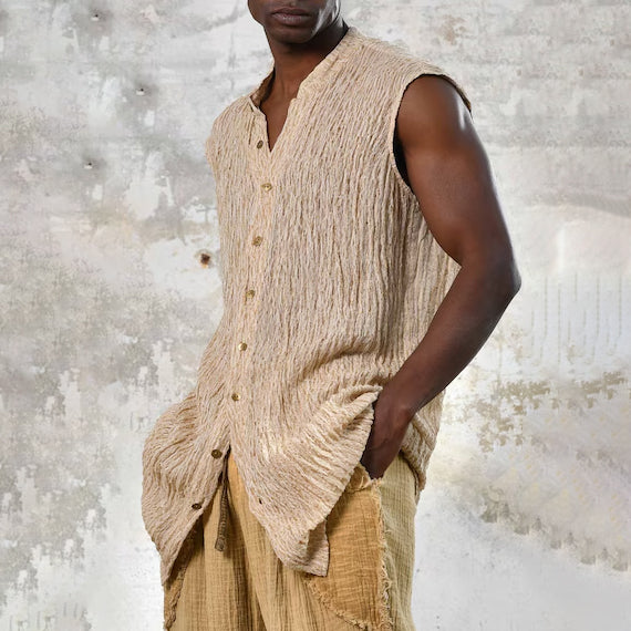 Men's fashionable and casual khaki vest