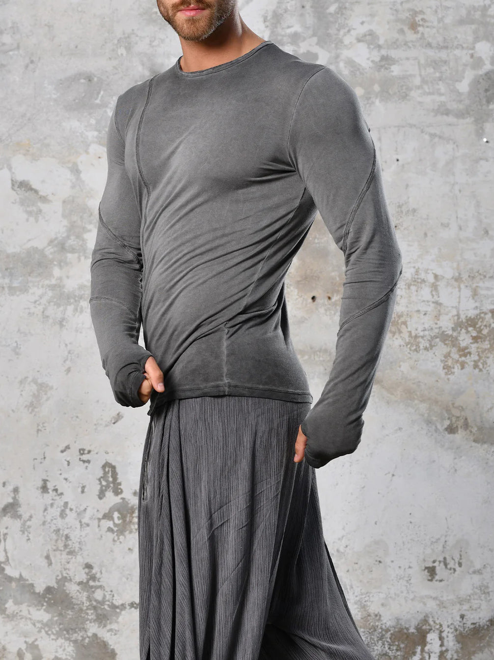 Men's fashionable and casual Bohemian-style long-sleeved T-shirt