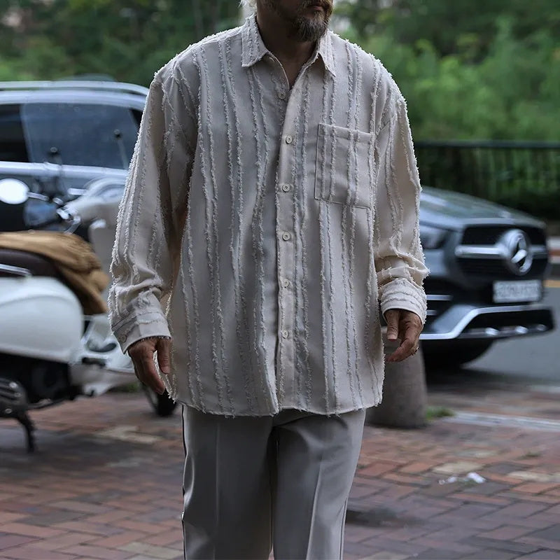 Men's solid-colored jacquard shirt