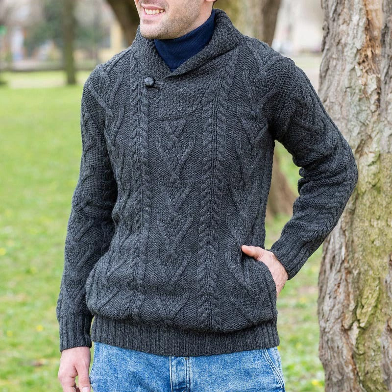 Men's fashionable casual solid-color sweater