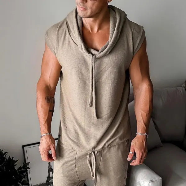 Fitness-Tanktop mit Kapuze und Ärmeln 