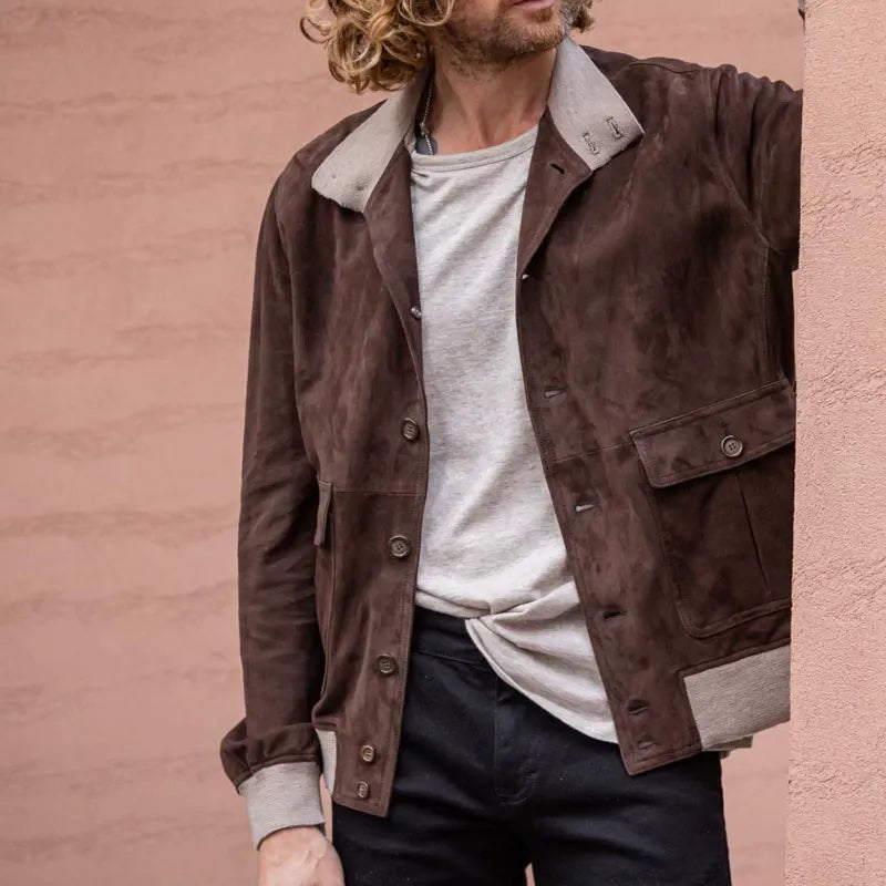 Men's slim-fitting solid-color fashionable lapel coat