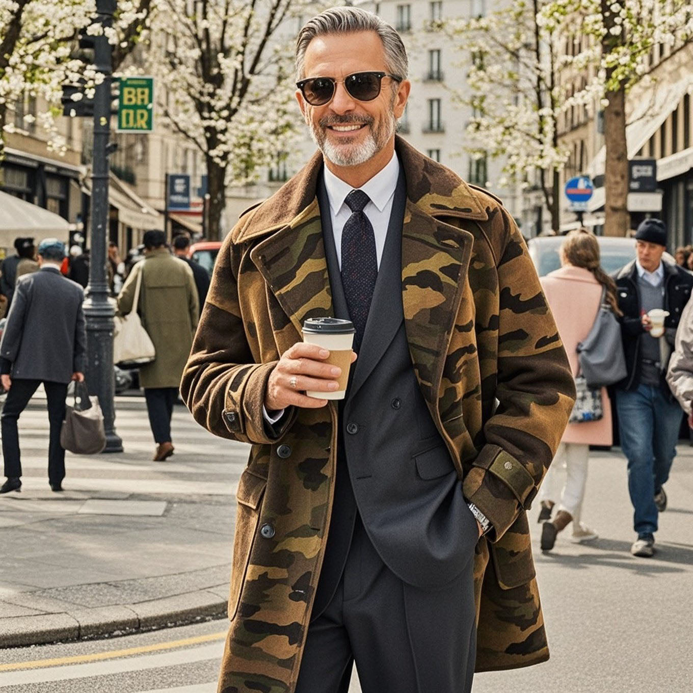 Men's fashionable casual camouflage lapel coat