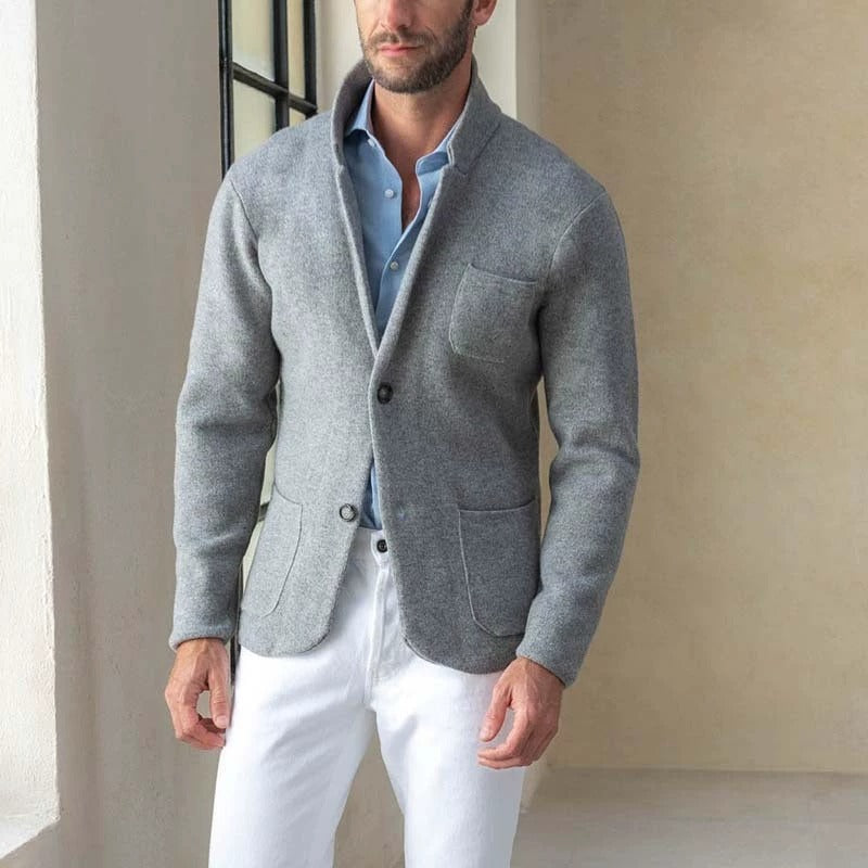 Veste de costume décontractée à la mode pour hommes de couleur unie