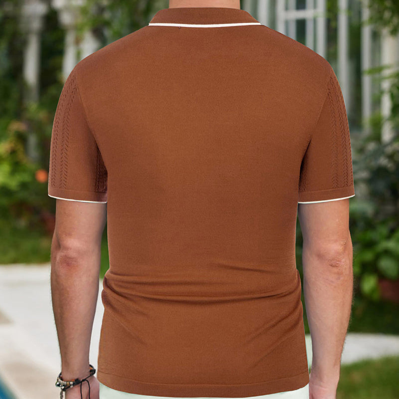 Men's Knitted Single-Breasted Short-Sleeved Polo Shirt