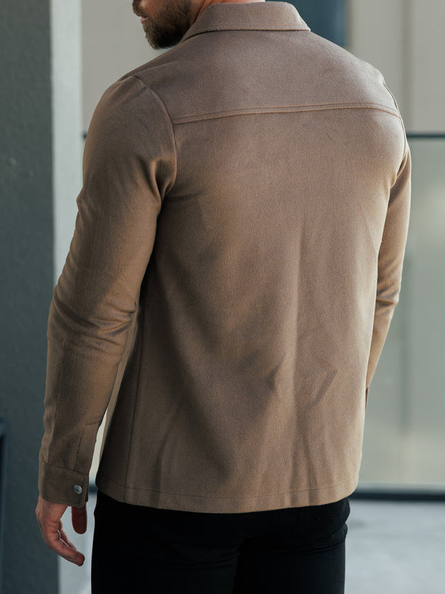Suede Feel Button Up Jacket
