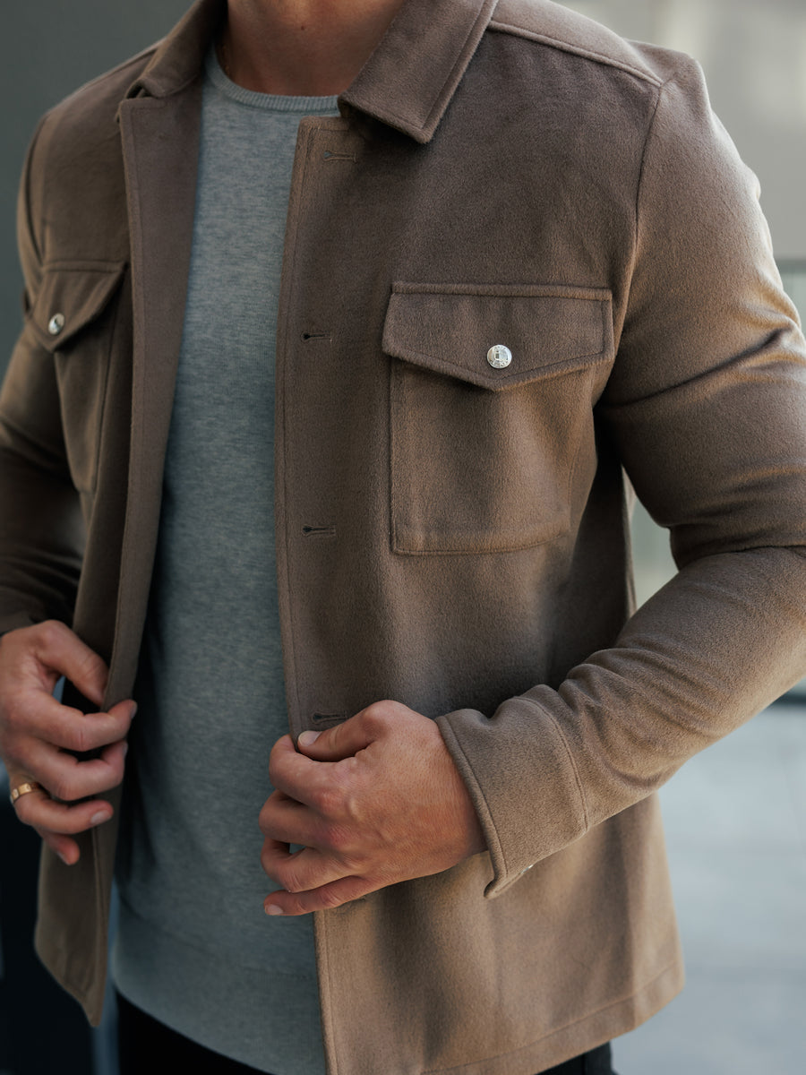 Suede Feel Button Up Jacket