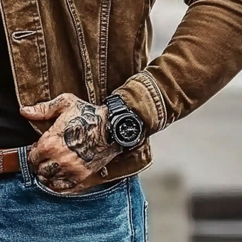 Men's Vintage Distressed Washed Denim Jacket