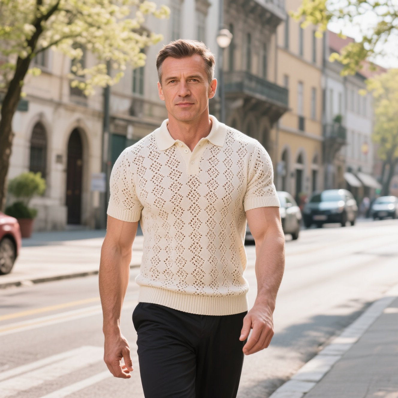 Modisches, lässiges Poloshirt mit Streifen und Farbblockierung für Herren