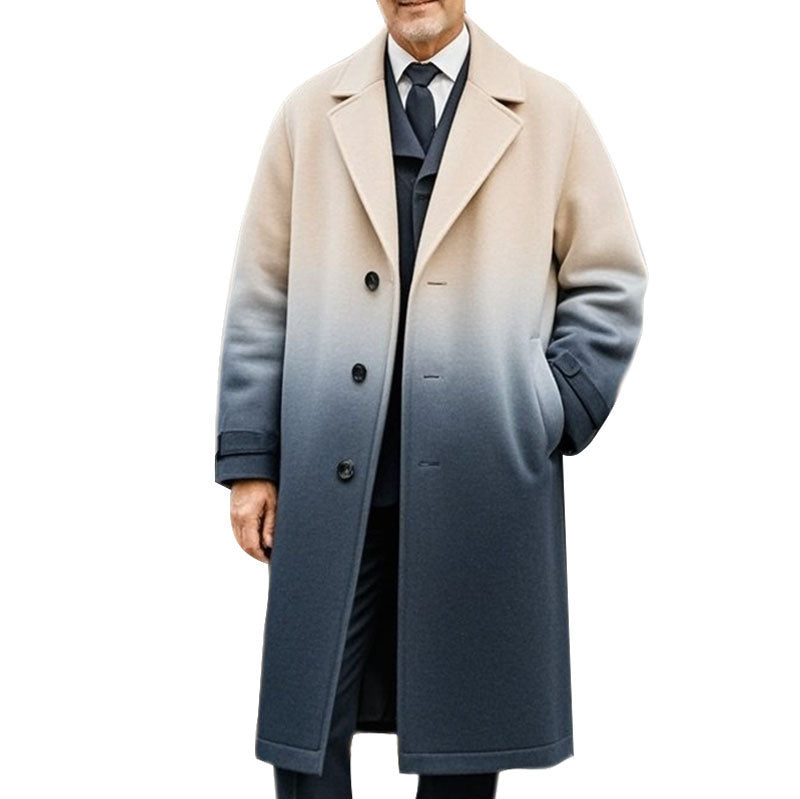 Men's fashionable casual navy blue gradient coat