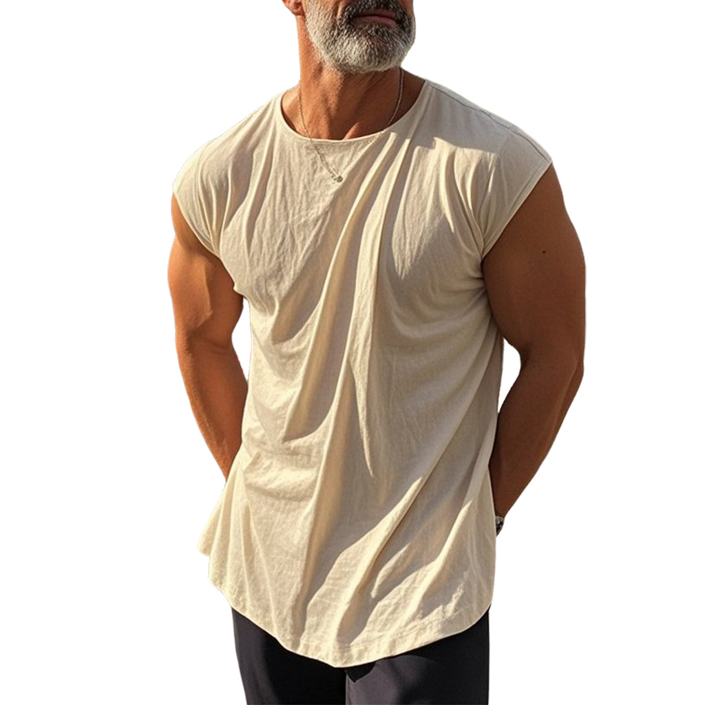 Men's fashionable casual off-white pleated vest