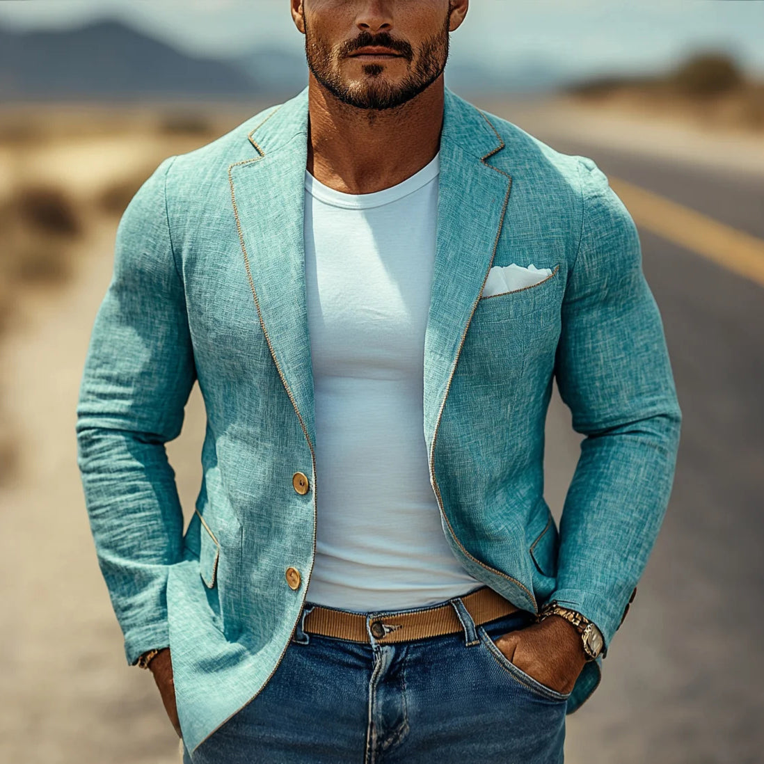 Men's fashionable casual business green suit jacket