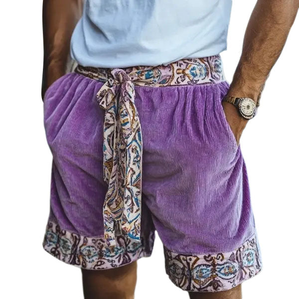 Mens Ethnic Bohemian Comfort Linen Shorts