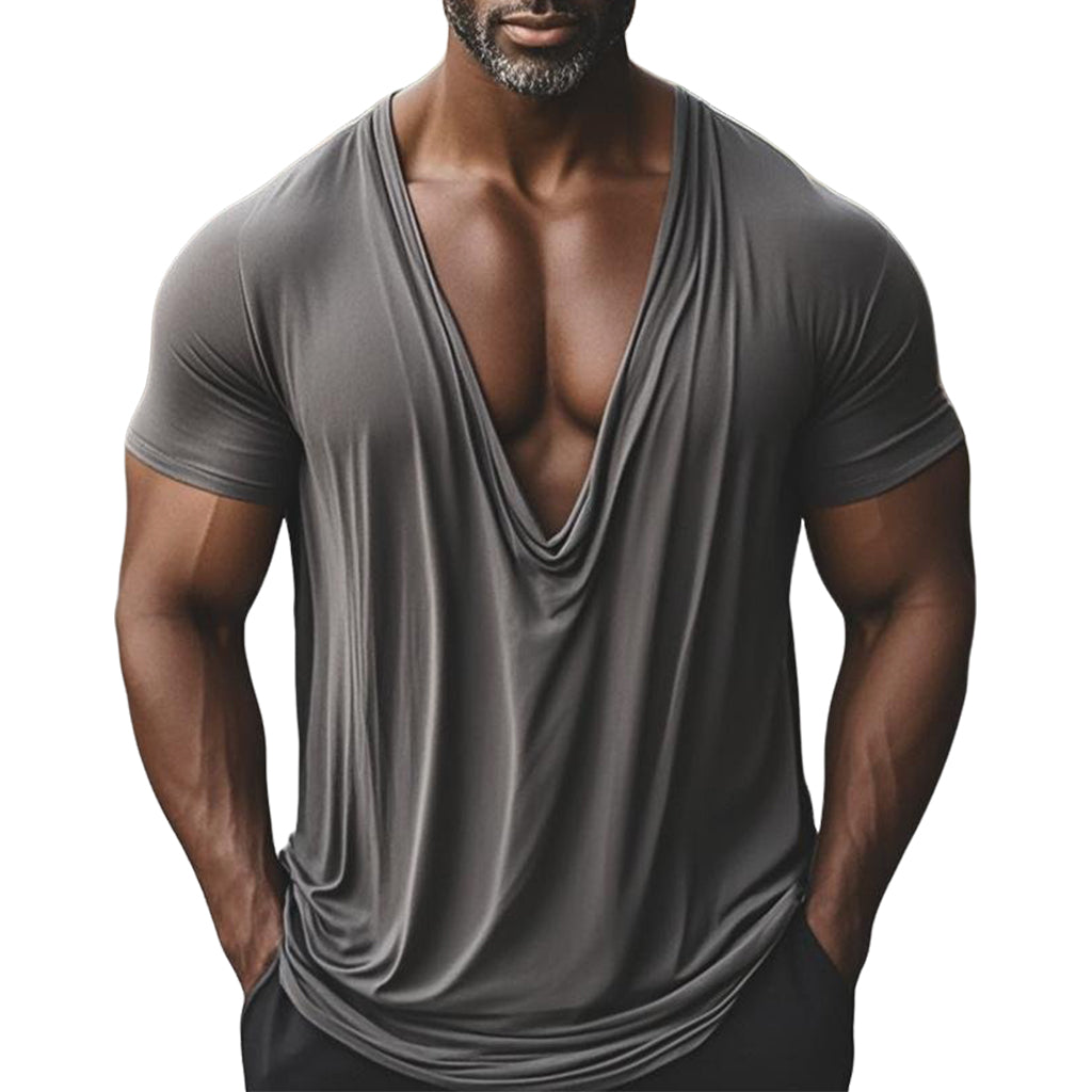 Men's fashionable casual irregular short-sleeved T-shirt