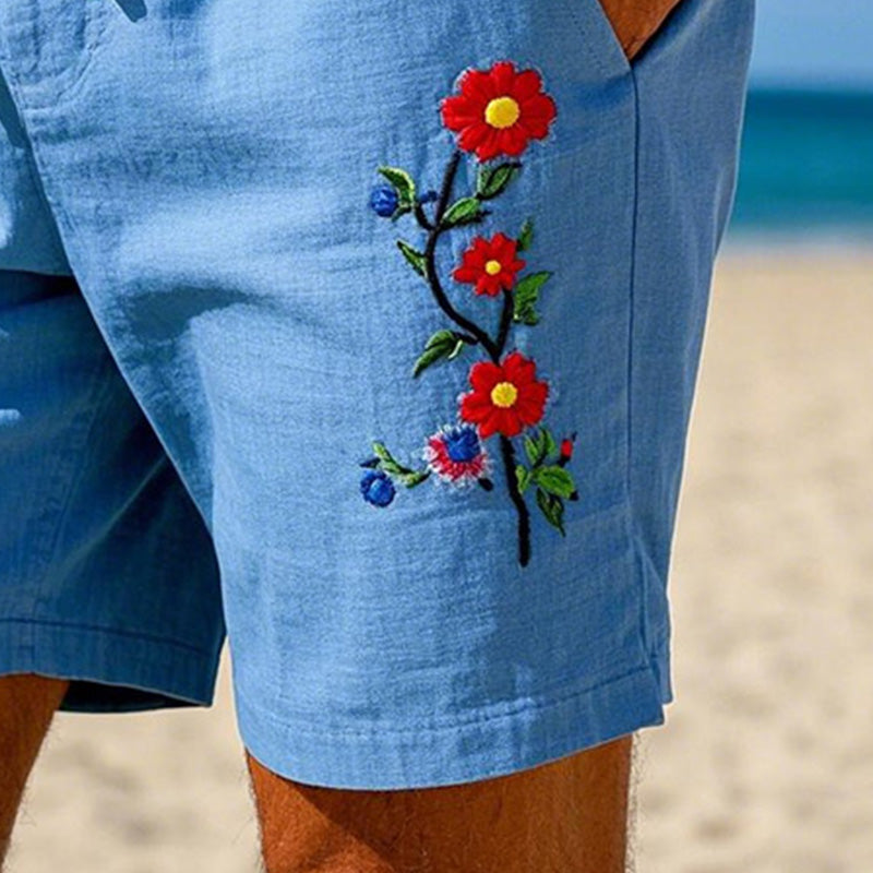 Men's Simple Embroidered Lightweight Beach Shorts