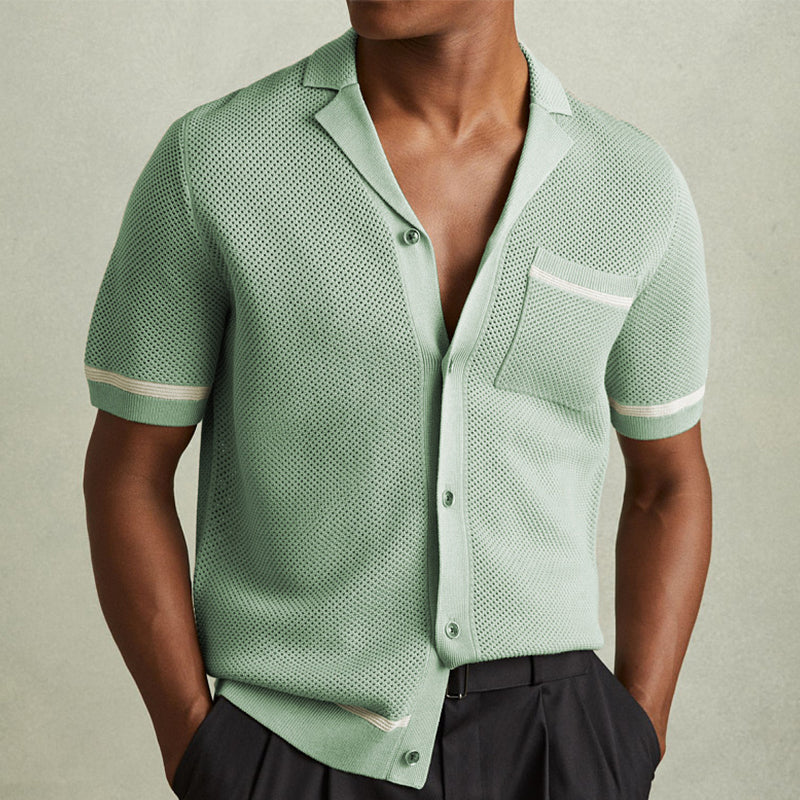 Men's Casual Short Sleeve Knitted Shirt ASW1876C9X
