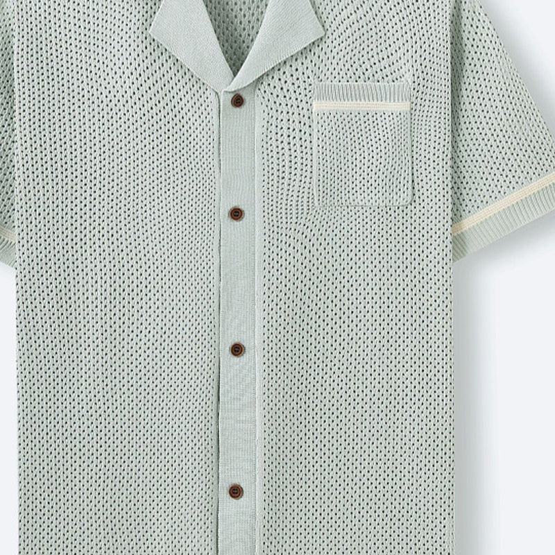Men's Casual Short Sleeve Knitted Shirt ASW1876C9X
