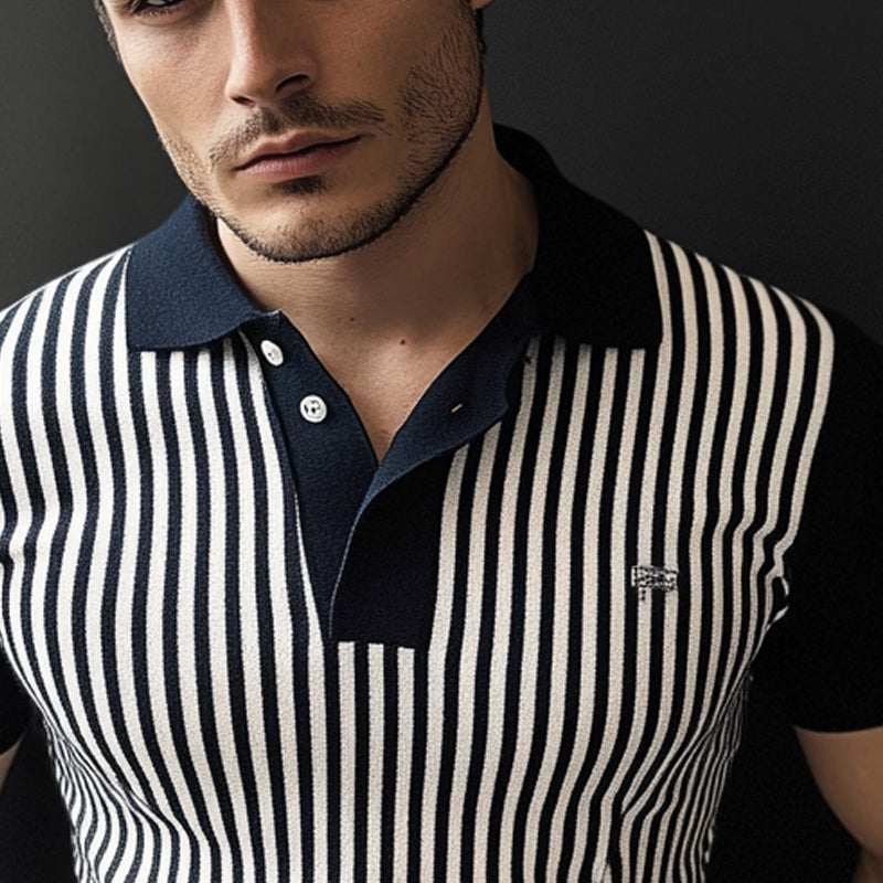 Lässiges, gestreiftes Poloshirt für Herren mit kurzen Ärmeln ASW1785C0X