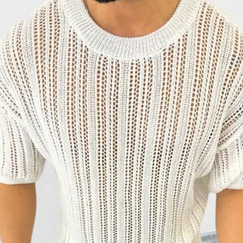 Men's Fashion Casual Round Neck Short Sleeve Knitted T-shirt ASW1729C7K