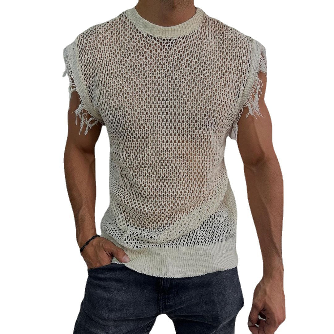 Men's Summer Casual Sexy Fashion Knitted Slim Tank Top ASW1917C6K