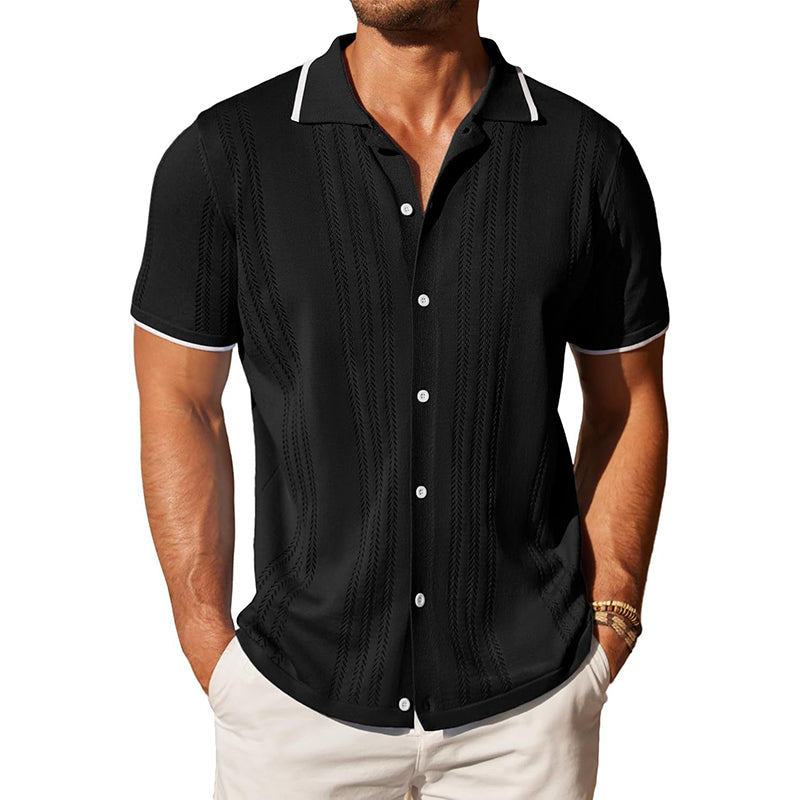 Polo à manches courtes en maille pour homme, à simple boutonnage