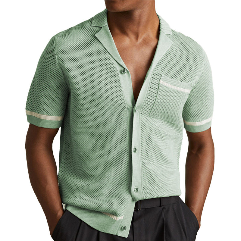 Men's Casual Short Sleeve Knitted Shirt ASW1876C9X