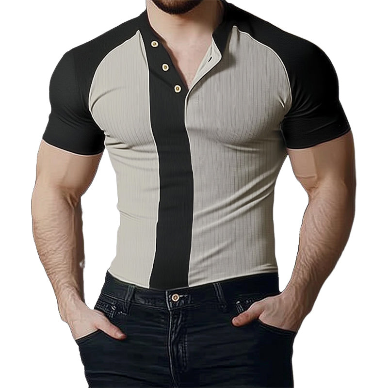 Men's Slim Fit Knit Colorblock Short Sleeve T-Shirt ASW2171C3U