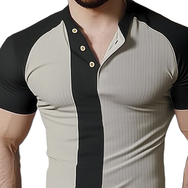 Men's Slim Fit Knit Colorblock Short Sleeve T-Shirt ASW2171C3U