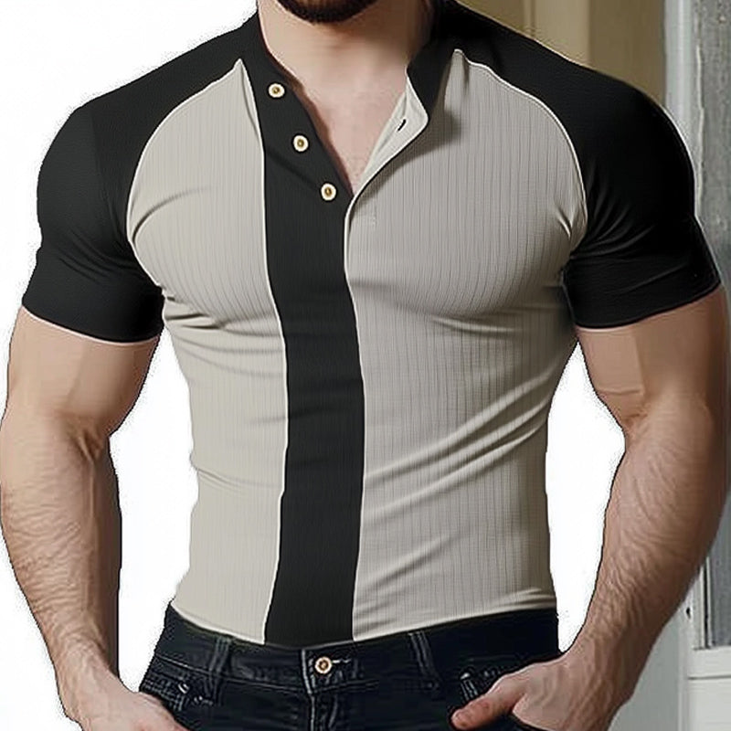 Men's Slim Fit Knit Colorblock Short Sleeve T-Shirt ASW2171C3U