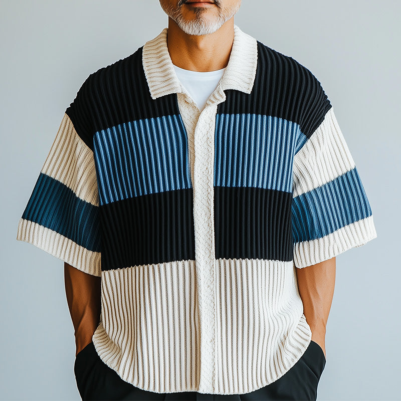 Men's Fashion Knitted Short Sleeve Shirt ASW2437C2P