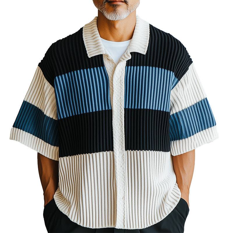 Men's Fashion Knitted Short Sleeve Shirt ASW2437C2P