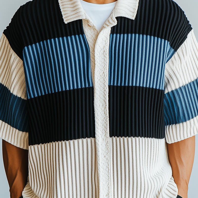 Men's Fashion Knitted Short Sleeve Shirt ASW2437C2P