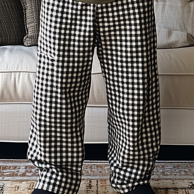 Men's Spring Fashion Plaid Casual Pants