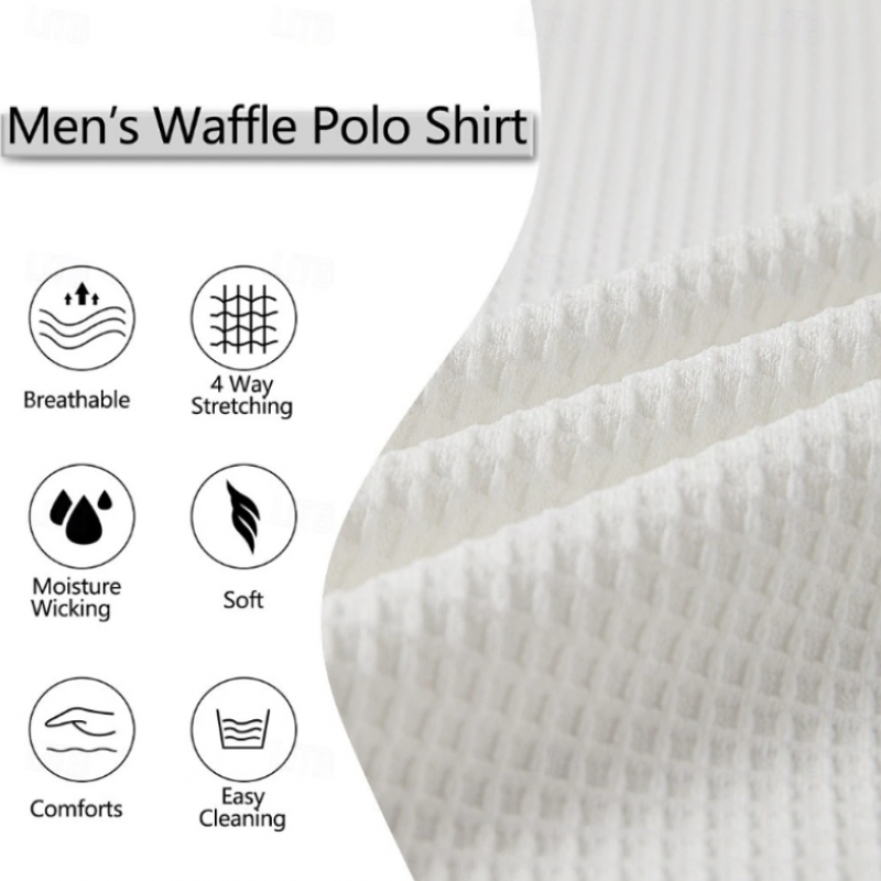 Men's Spring Fashion Classic Waffle Bright Color Golf Polo Shirt