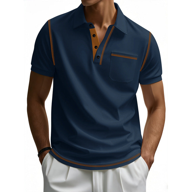 Polo décontracté à manches courtes en coton pour homme