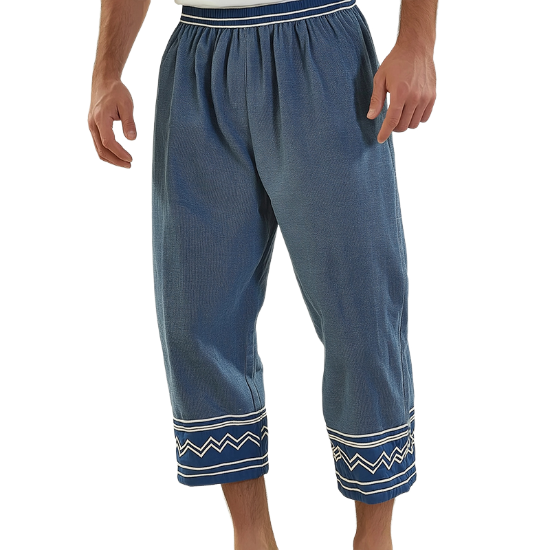 Men's Retro Casual Ethnic Style Geometric Print Cropped Pants