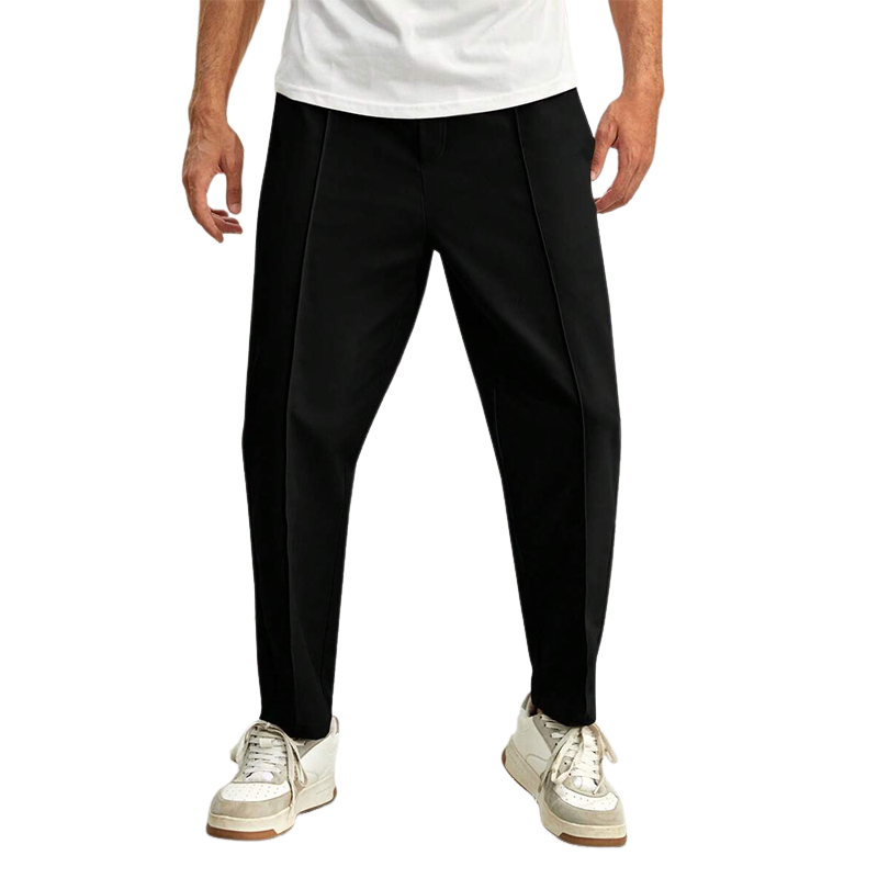 Pantalon décontracté à taille élastique de couleur unie pour homme 