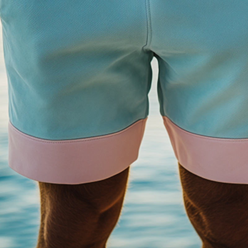 Men's Spring and Summer Fashion Casual Elastic Waist Suede Beach Shorts