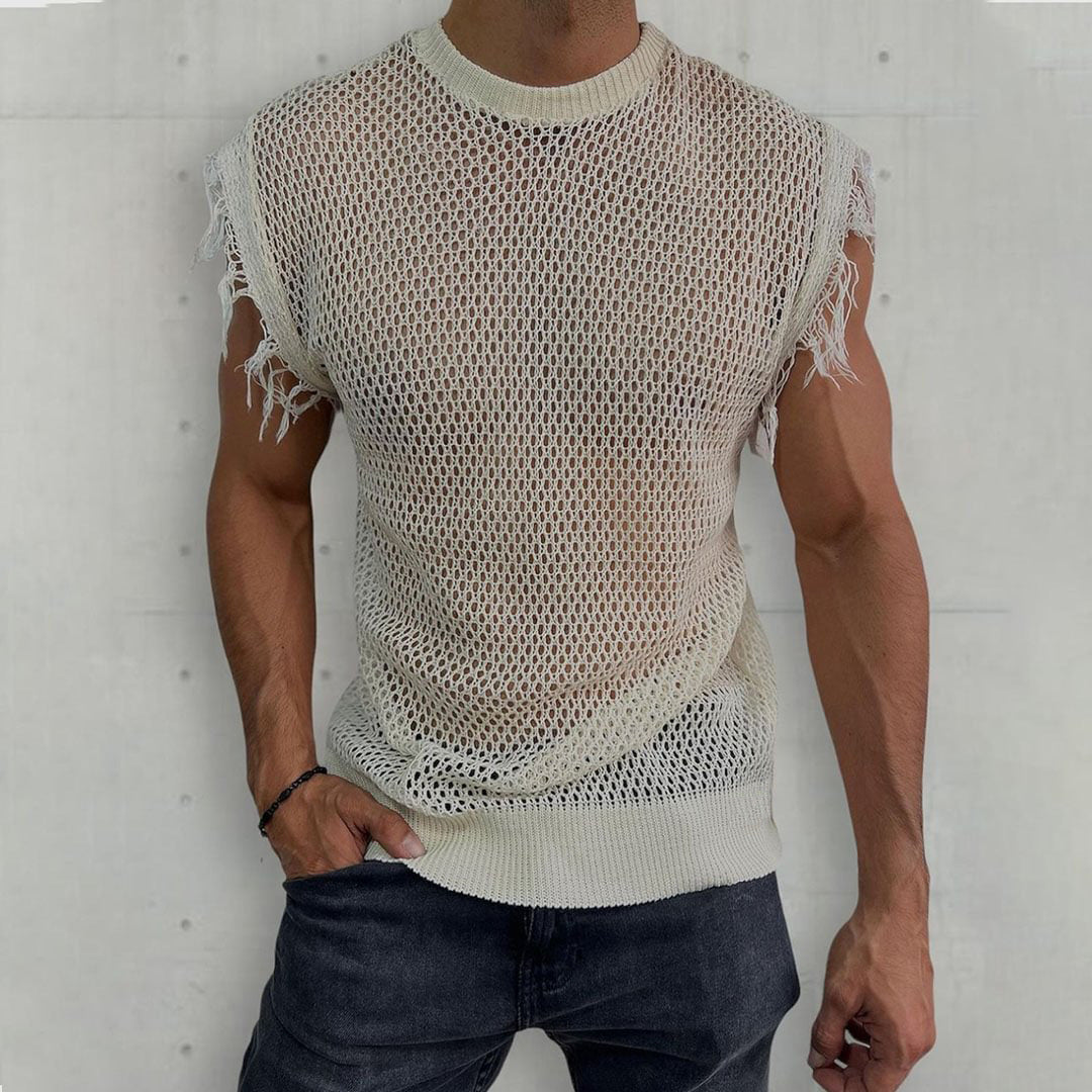 Men's Summer Casual Sexy Fashion Knitted Slim Tank Top ASW1917C6K