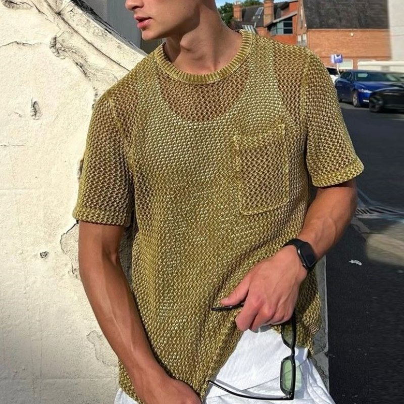 T-shirt décontracté à manches courtes et col rond pour homme (débardeur non inclus) MTA0734D3M