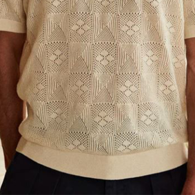 Men's Spring and Summer Fashion Casual Round Neck Exquisite Knitted Short-sleeved T-shirt ASW0976D9K