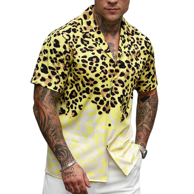 Men's Leopard Print Short Sleeve Shirt