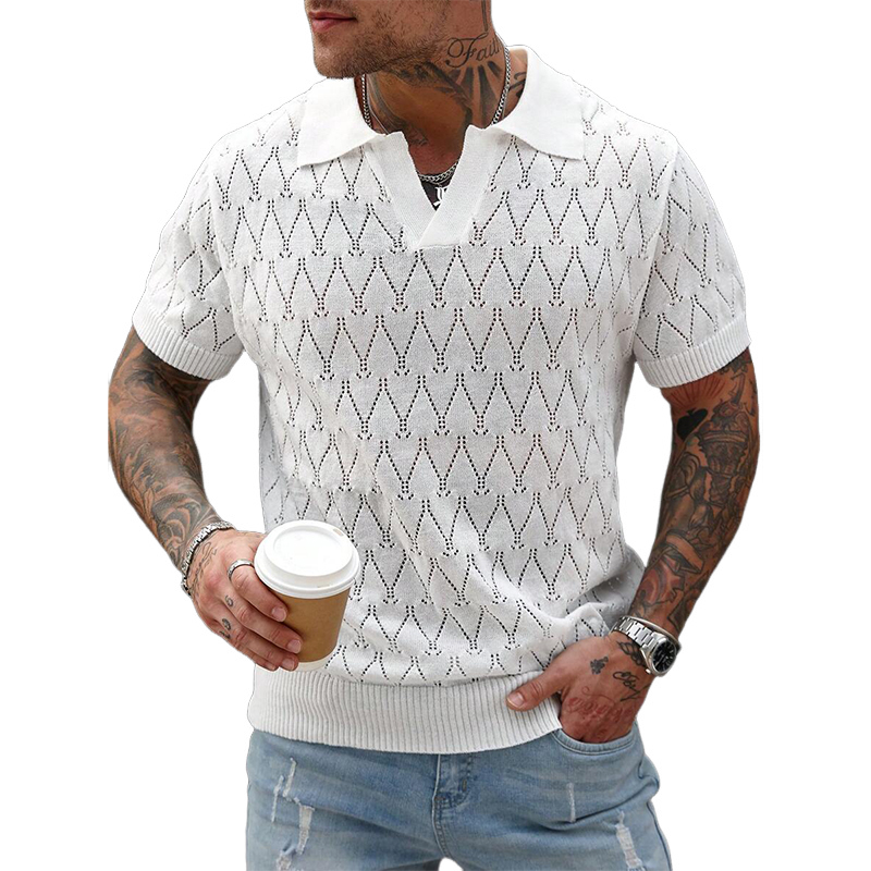 Polo décontracté à manches courtes et couleur unie pour homme 